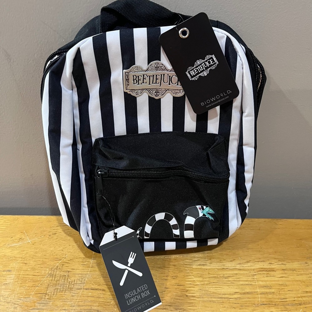 Beetlejuice Bioworld Insulated Lunch Box Sandworm Striped Goth Alt New with Tags